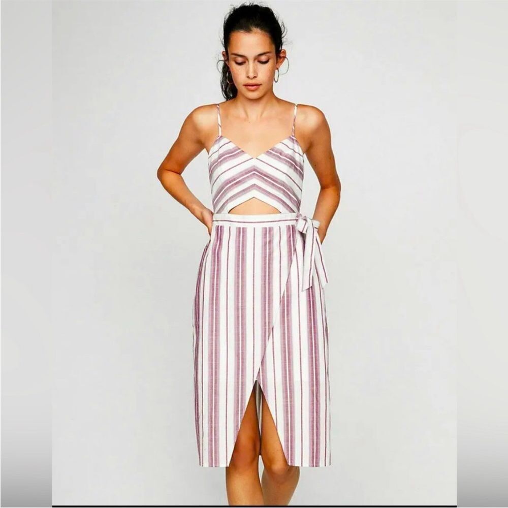 EXPRESS | Purple & White Striped Cut Out Midi Length Dress Women’s Size 18